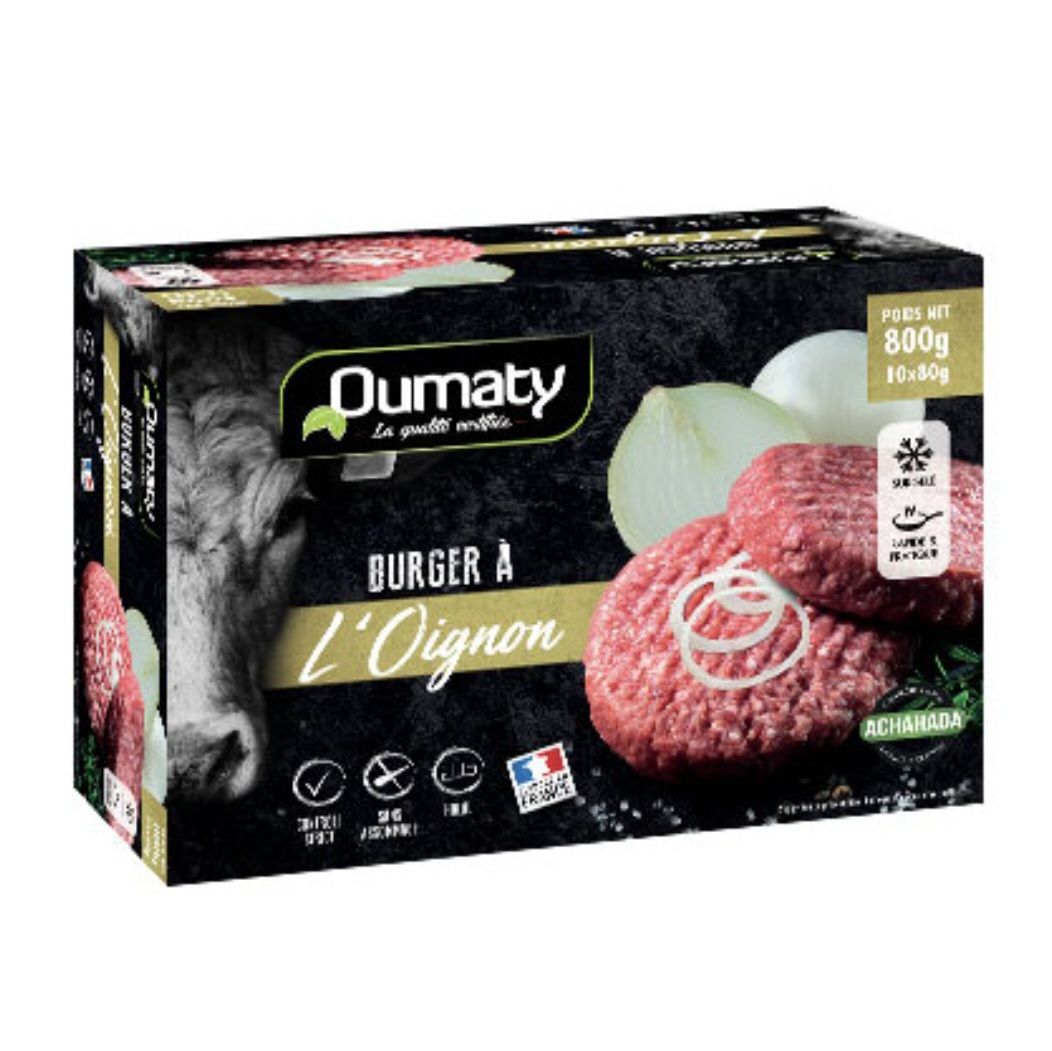 Steak Haché Burger à l'Oignon Halal  - Oumaty   certifié Achahada 800gr (10 sachets individuels)