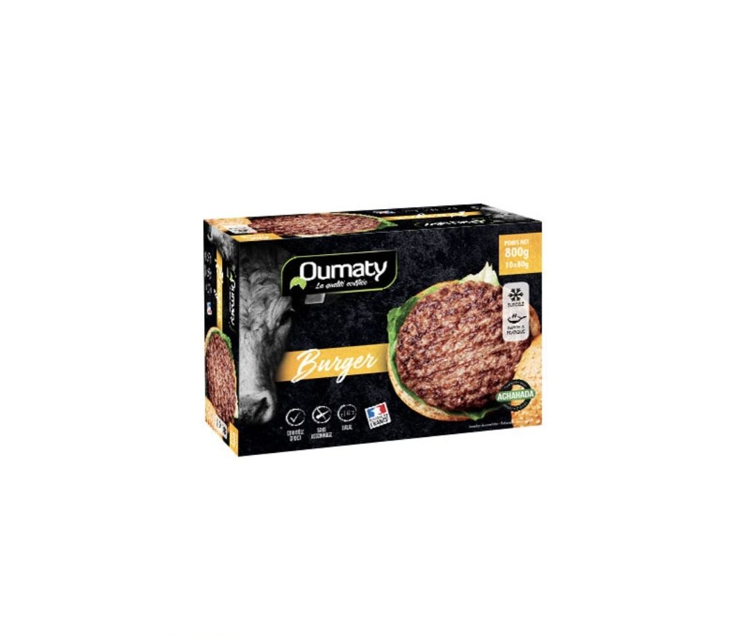 Steak Haché Burger Halal - Oumaty  certifié Achahada 800gr (10 sachets individuels)