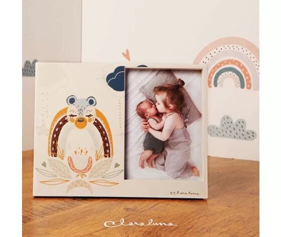 Portafoto con orsetto azzurro e arcobaleno 23622 Claraluna