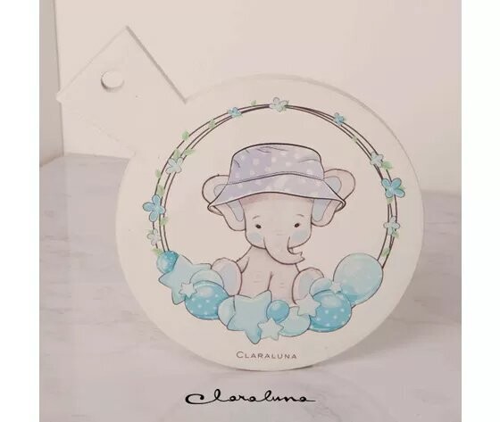 Claraluna - Sottopentola tondo con elefantino azzurro
