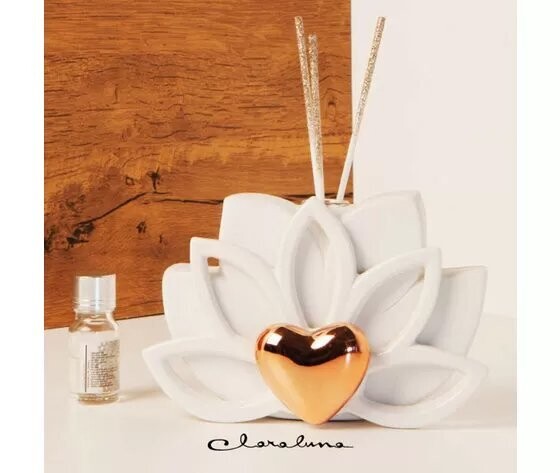 Profumatore fiore grande con applicazione cuore oro 23154 Claraluna