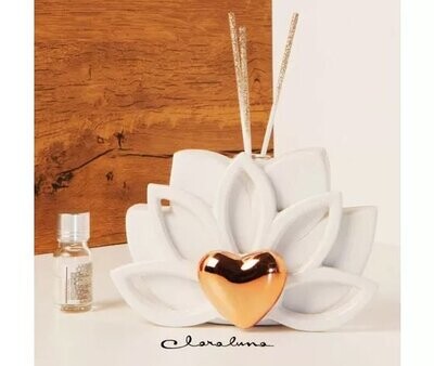 Profumatore fiore grande con applicazione cuore oro 23154 Claraluna