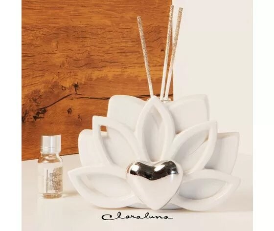 Profumatore fiore grande con applicazione cuore argento 23155 Claraluna