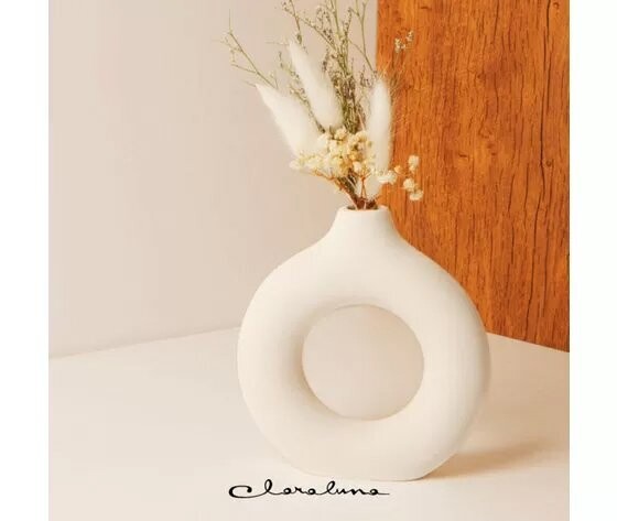 Vaso bianco con pampas 23002 Claraluna