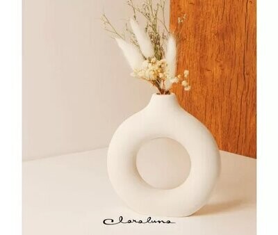 Vaso bianco con pampas 23002 Claraluna