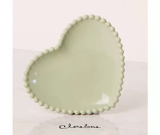 Claraluna - Piattino medio verde forma cuore 23085