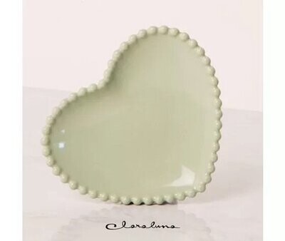 Claraluna - Piattino medio verde forma cuore 23085