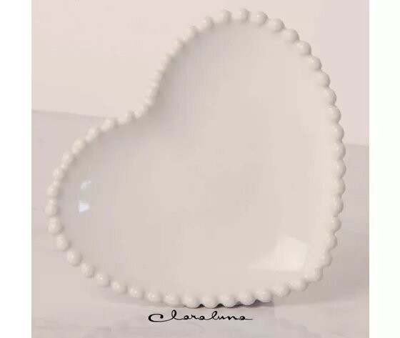 Claraluna - Piattino grande forma cuore bianco 23083