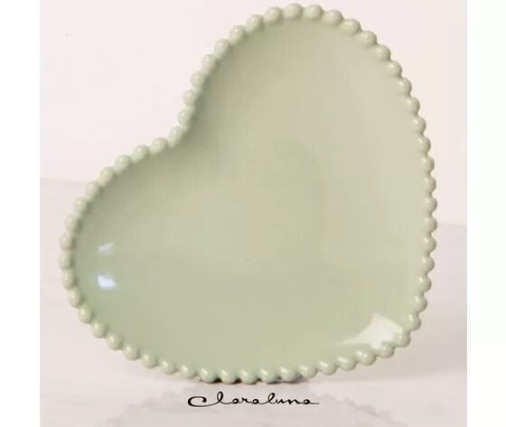 Claraluna - Piattino grande forma cuore verde 23086