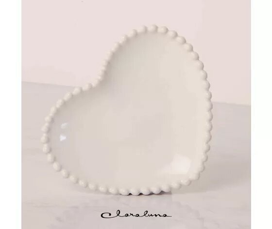 Claraluna - Piattino medio forma cuore bianco 23082