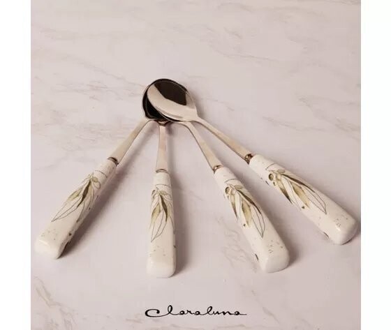 Set 4 cucchiaini con decorazioni foglie 23042 Claraluna