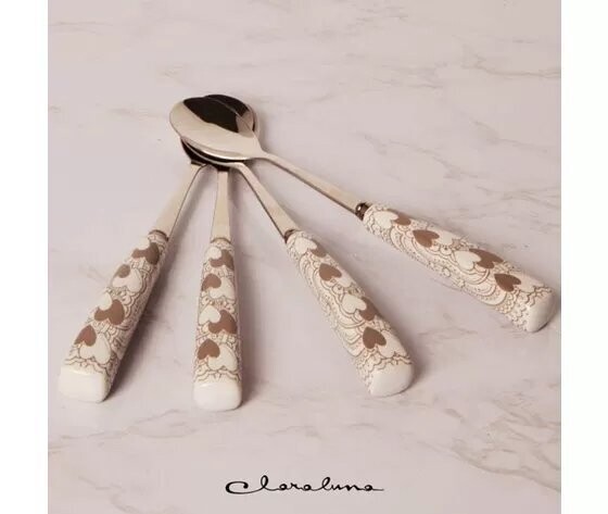 Set 4 cucchiaini con decorazioni cuori 23032 Claraluna