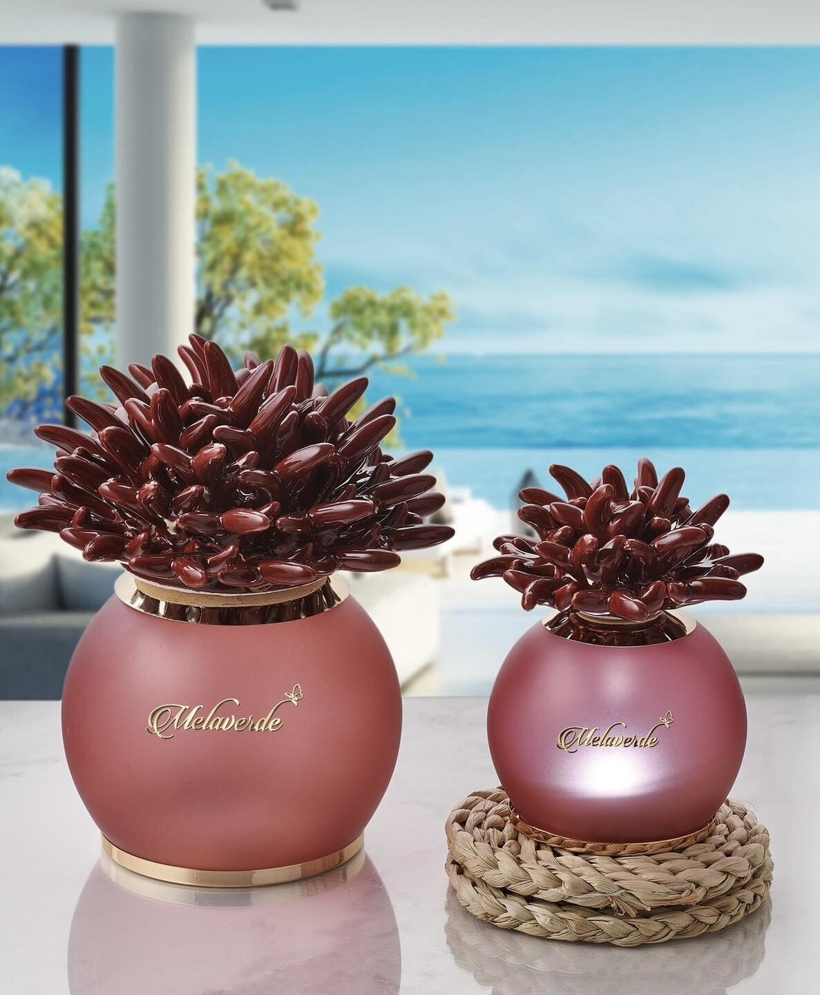 Melaverde - Lampada Sfera Anemone Bordeaux