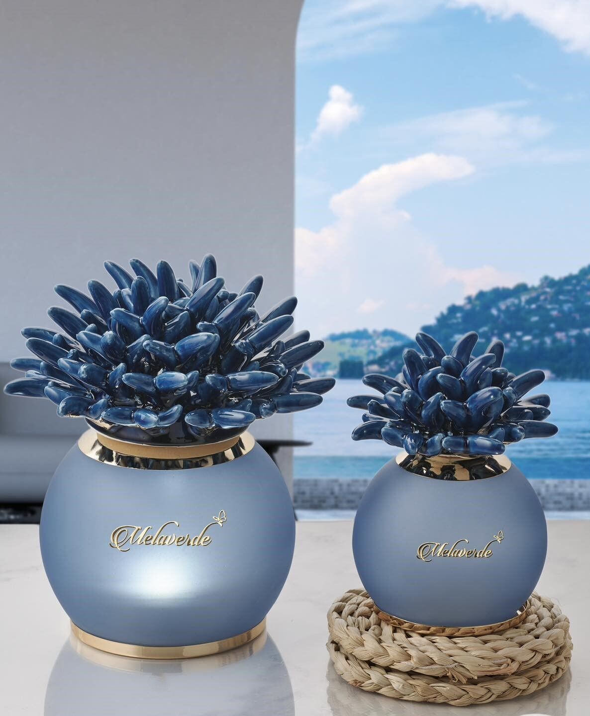 Melaverde - Lampada Sfera Anemone Blu