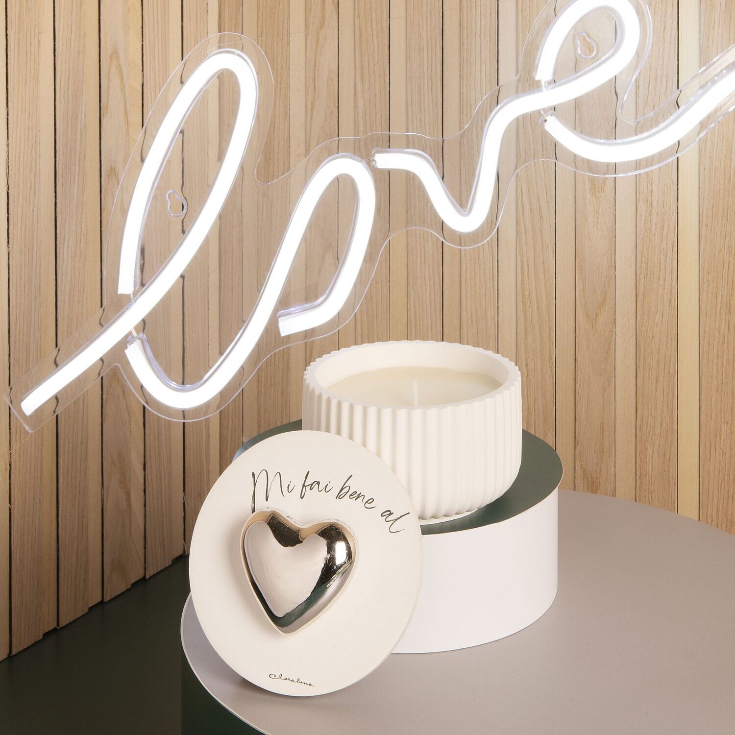 Claraluna - Scatola Grande con Cuore Silver + Candela