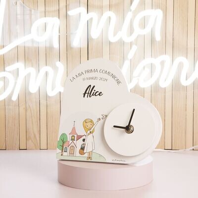 Claraluna - Orologio Cuore Comunione Femmina Personalizzabile 24241