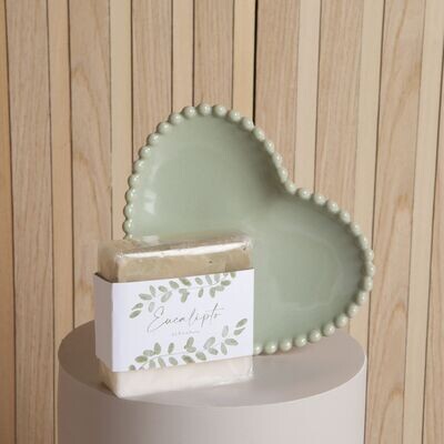 Claraluna - Piattino Verde Cuore + Sapone Eucalipto 24274