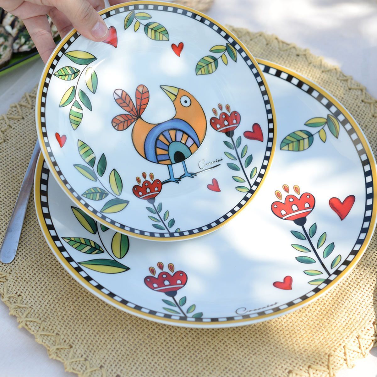 Egan - Set 6 Piatti Piani Cocoricò Giallo DM 27