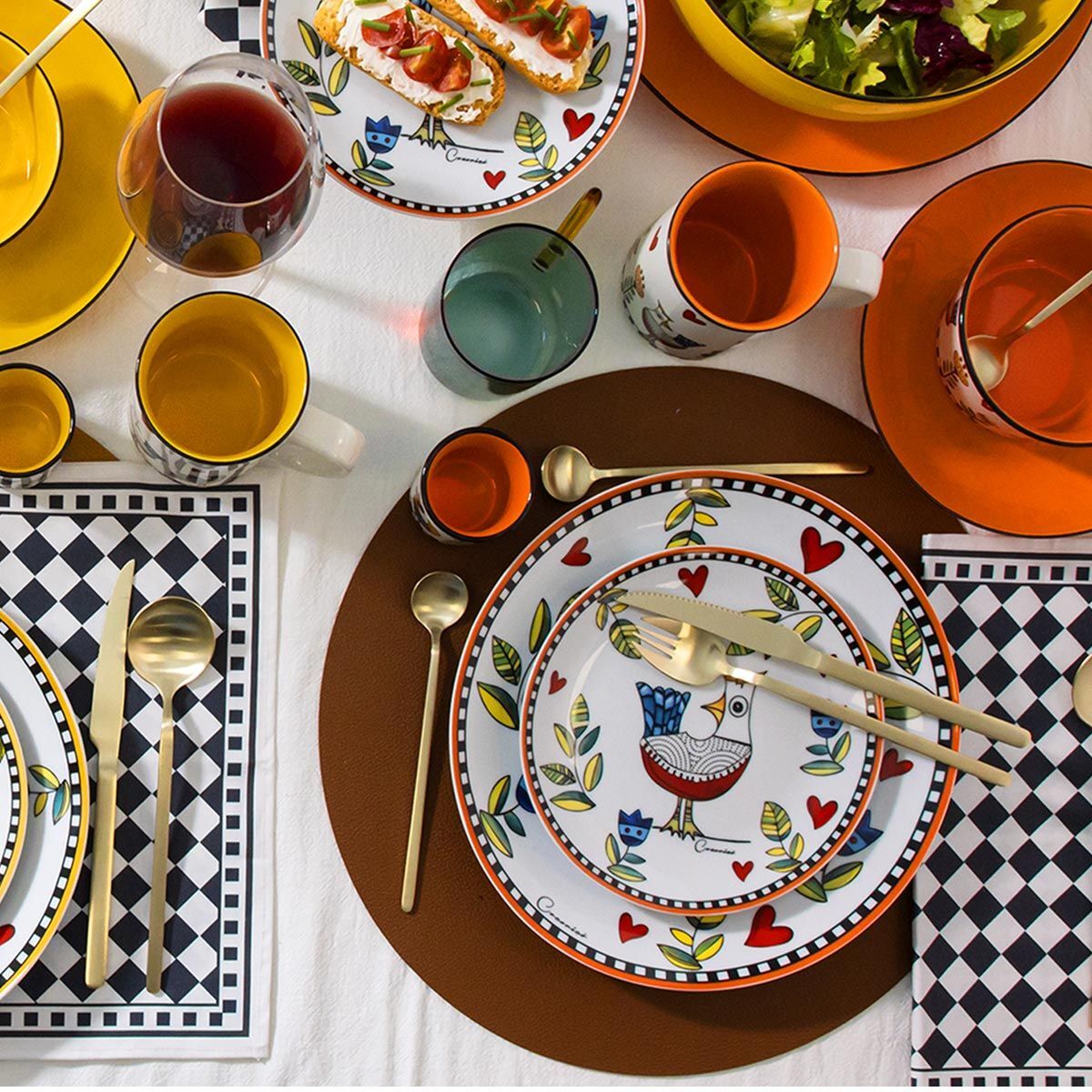 Egan - Set 6 Piatti Piani Cocoricò Arancio DM 27