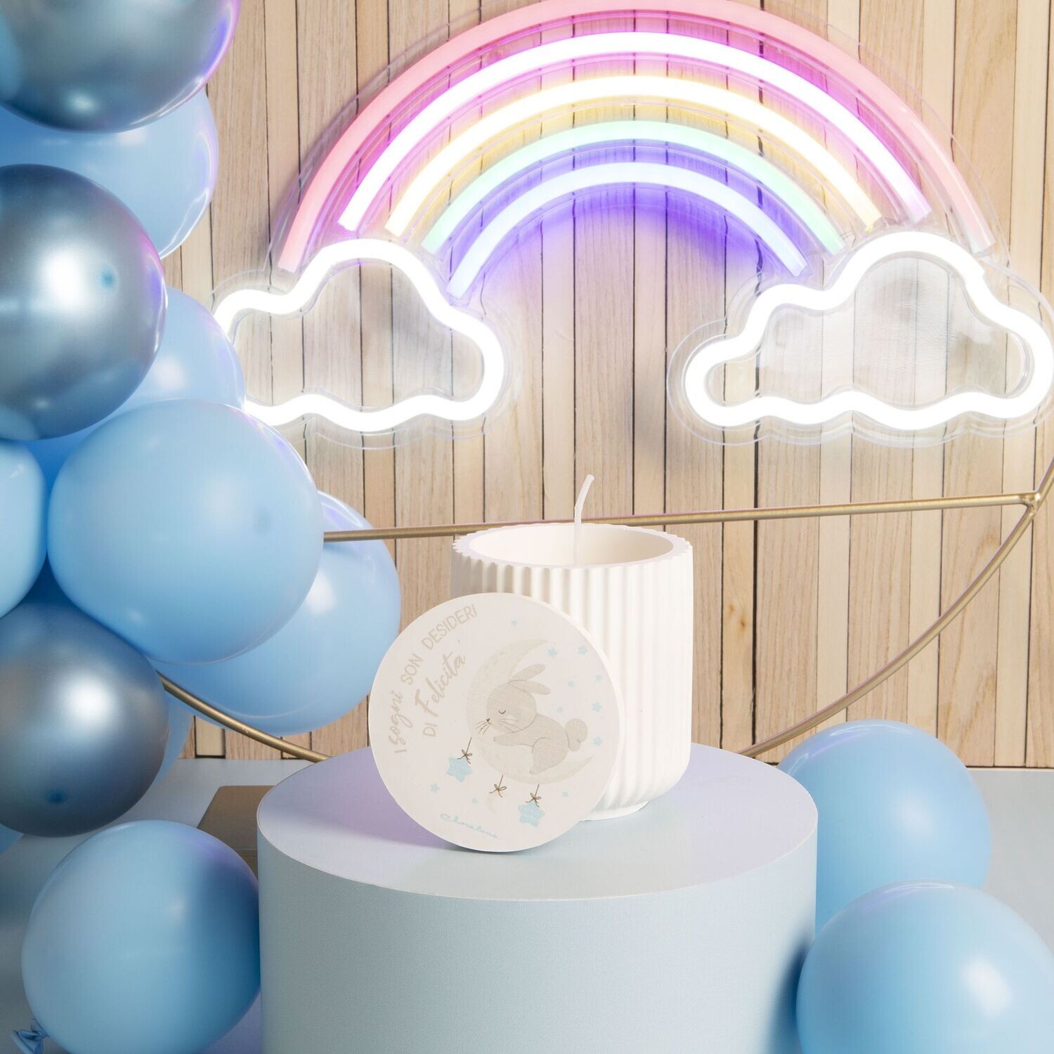Claraluna - Scatola + Candela con coniglietto azzurro 24915CAND