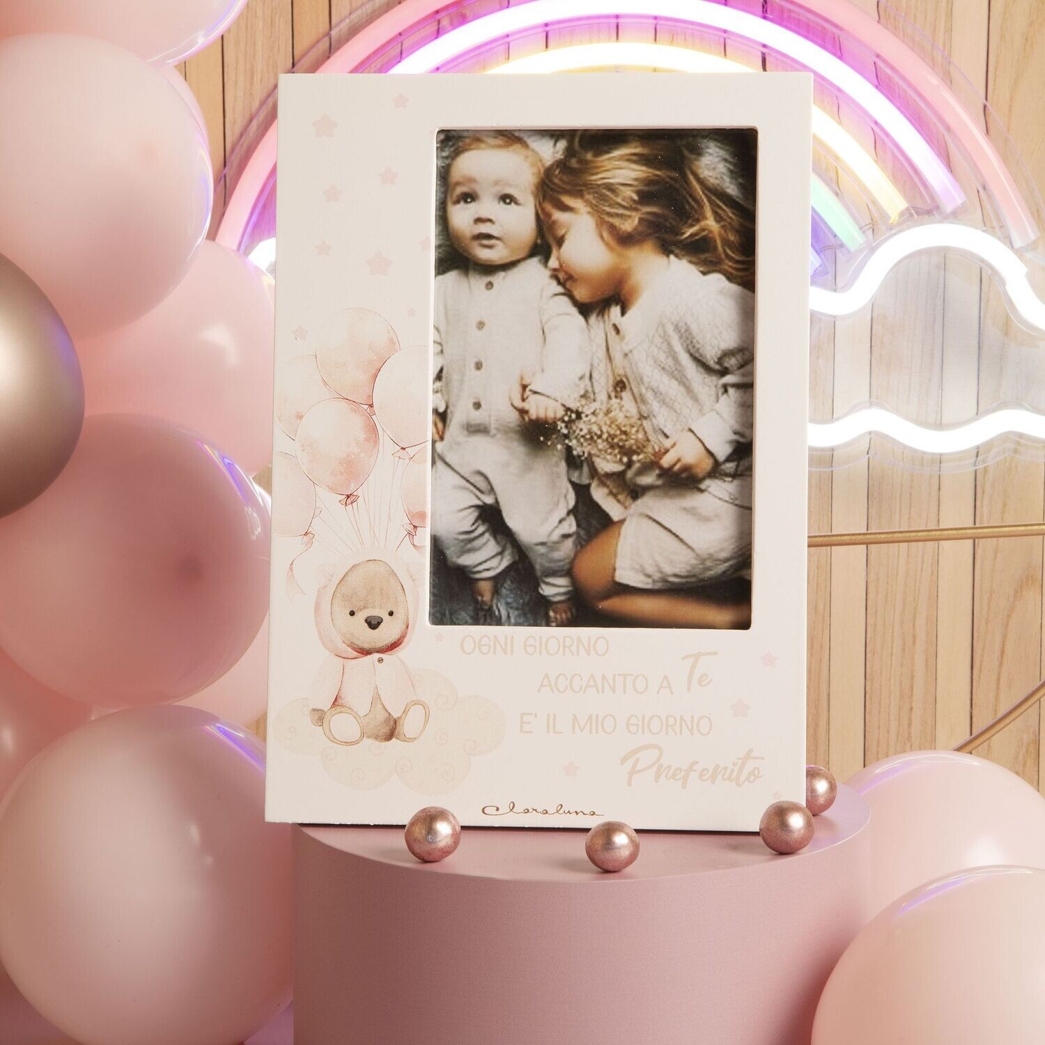 Claraluna - Portafoto con orsetto rosa 24925