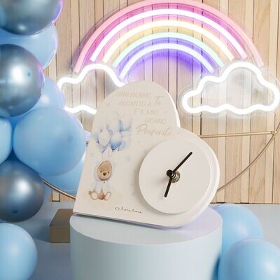 Claraluna - Orologio cuore con orsetto azzurro 24934