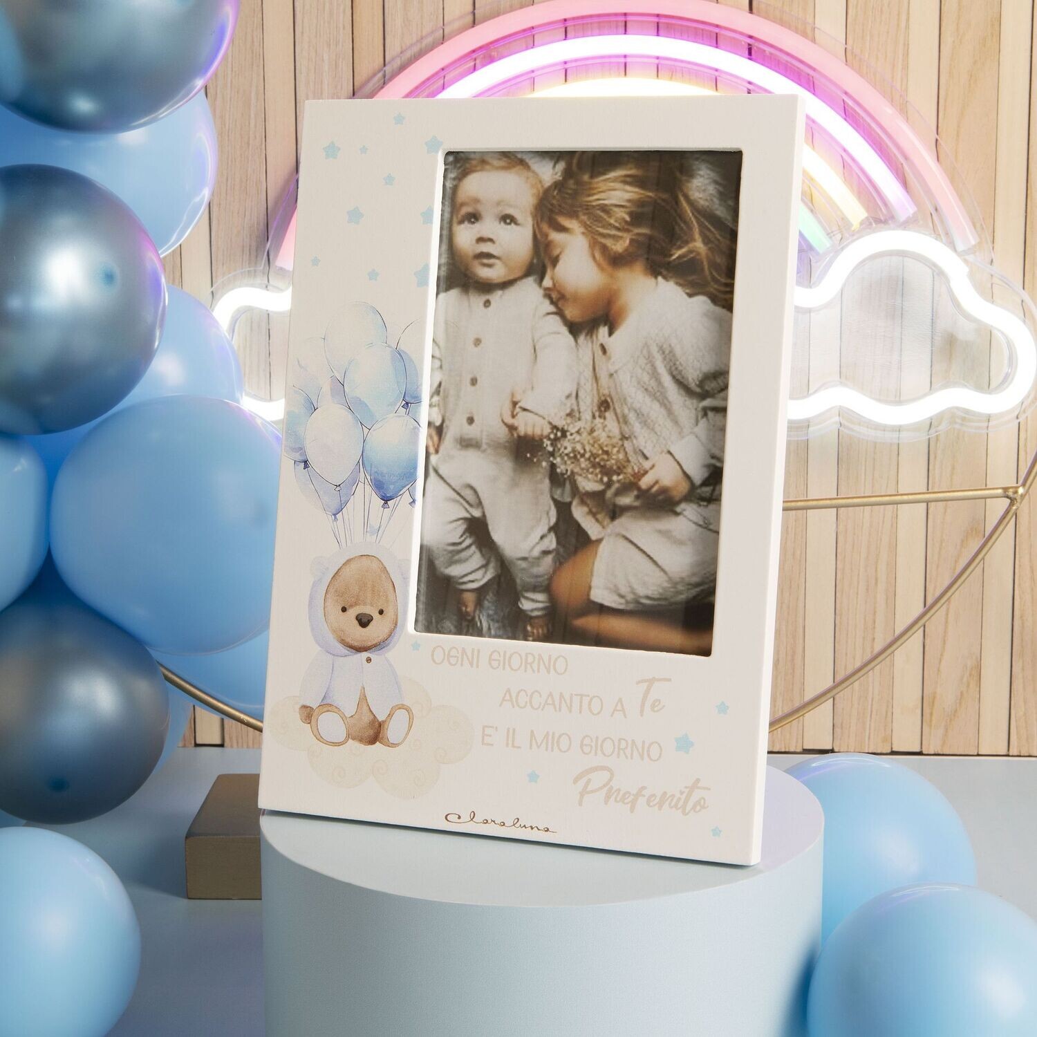 Claraluna - Portafoto con orsetto azzurro 24935
