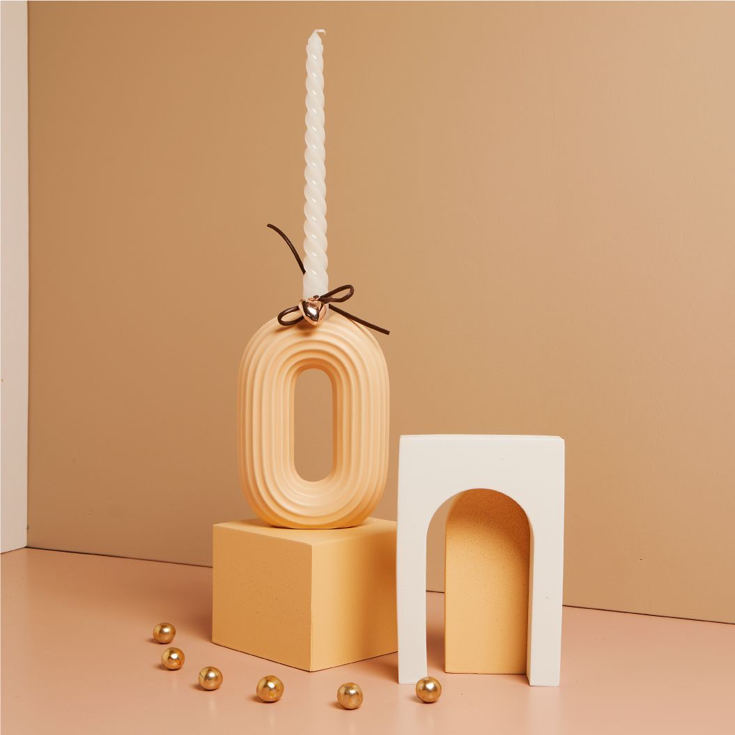 Claraluna - Candelabro beige con candela 25002