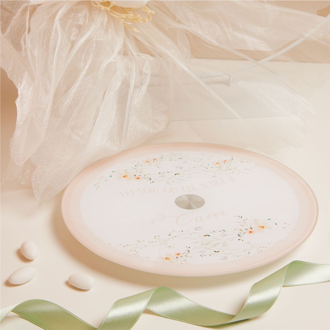 Claraluna - Vassoio girevole decoro floreale rosa 25032R