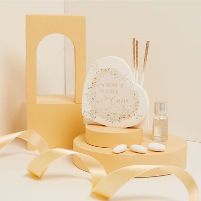 Claraluna - Diffusore forma cuore decoro floreale rosa 25033R