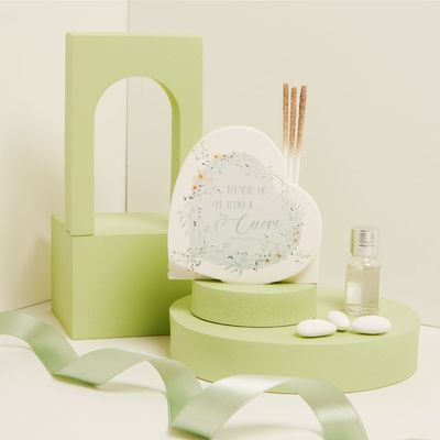 Claraluna - Diffusore forma cuore decoro floreale verde 25033V