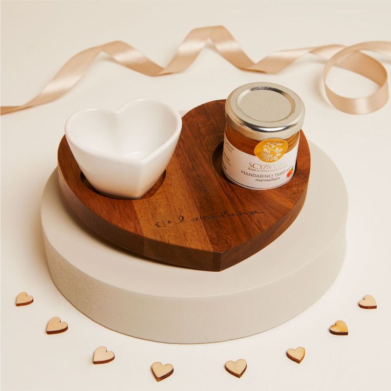 Claraluna - Vassoio forma cuore con ciotolina cuore e marmellata mandarino 25097