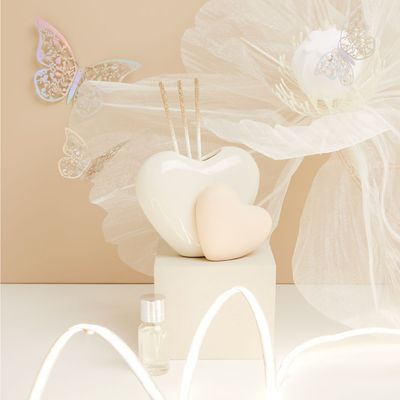 Claraluna - Diffusore doppio cuore bianco e tortora 25133