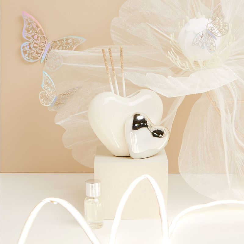 Claraluna - Diffusore doppio cuore bianco e silver 25132