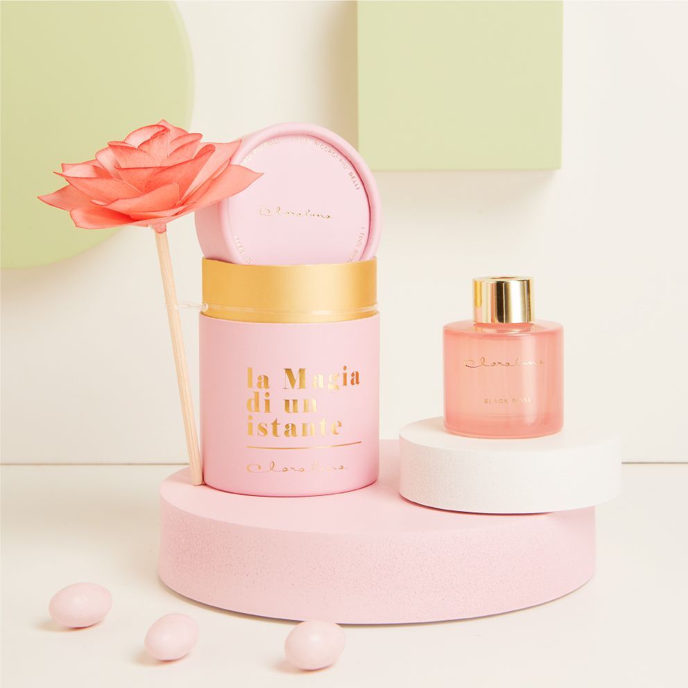 Claraluna - Diffusore rosa con fiore 25151F/25161F