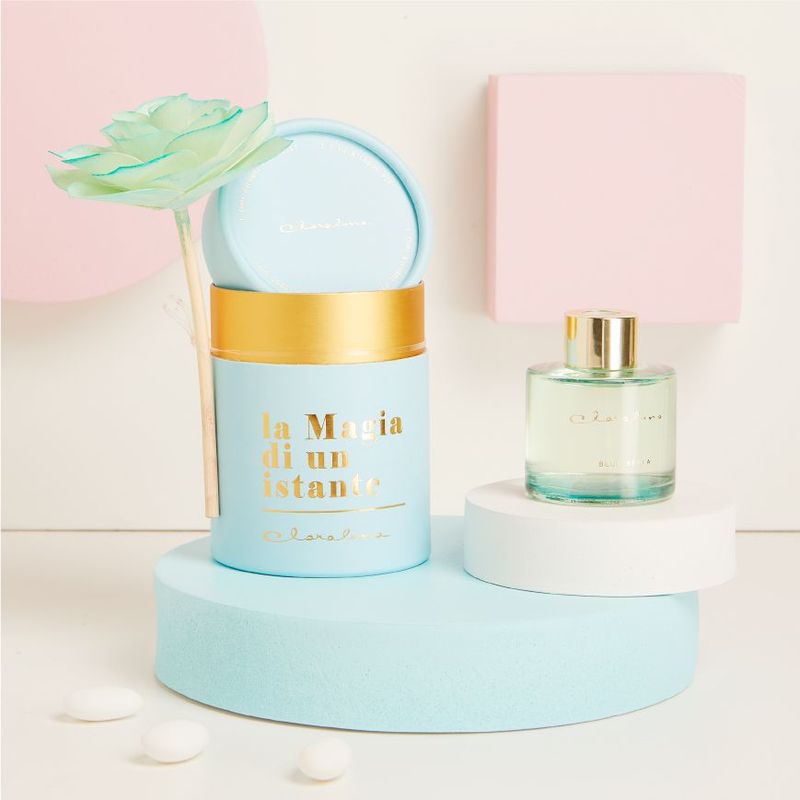 Claraluna - Diffusore azzurro con fiore 25153F/25163F