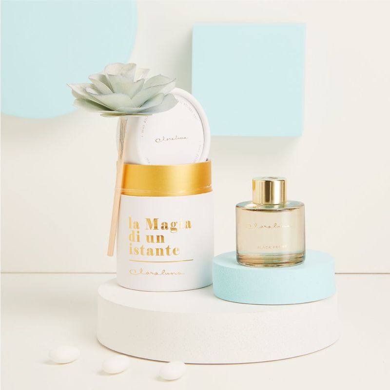 Claraluna - Diffusore grigio con fiore 25155F/25165F