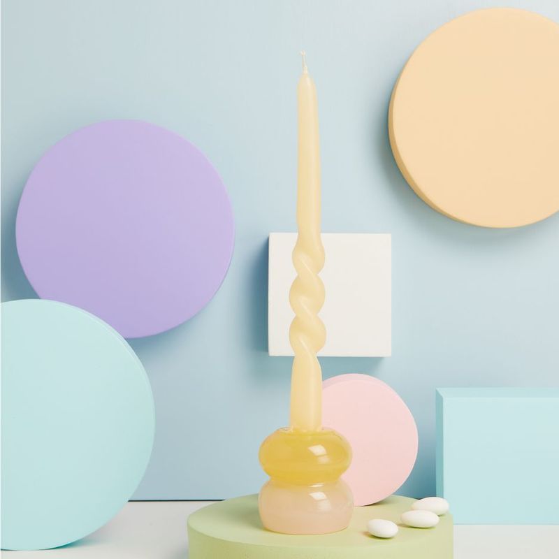 Claraluna - Candelabro piccolo rosa e giallo 25156