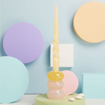 Claraluna - Candelabro grande rosa e giallo 25166