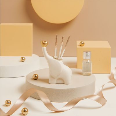 Claraluna - Diffusore elefantino bianco con cuore oro 25188