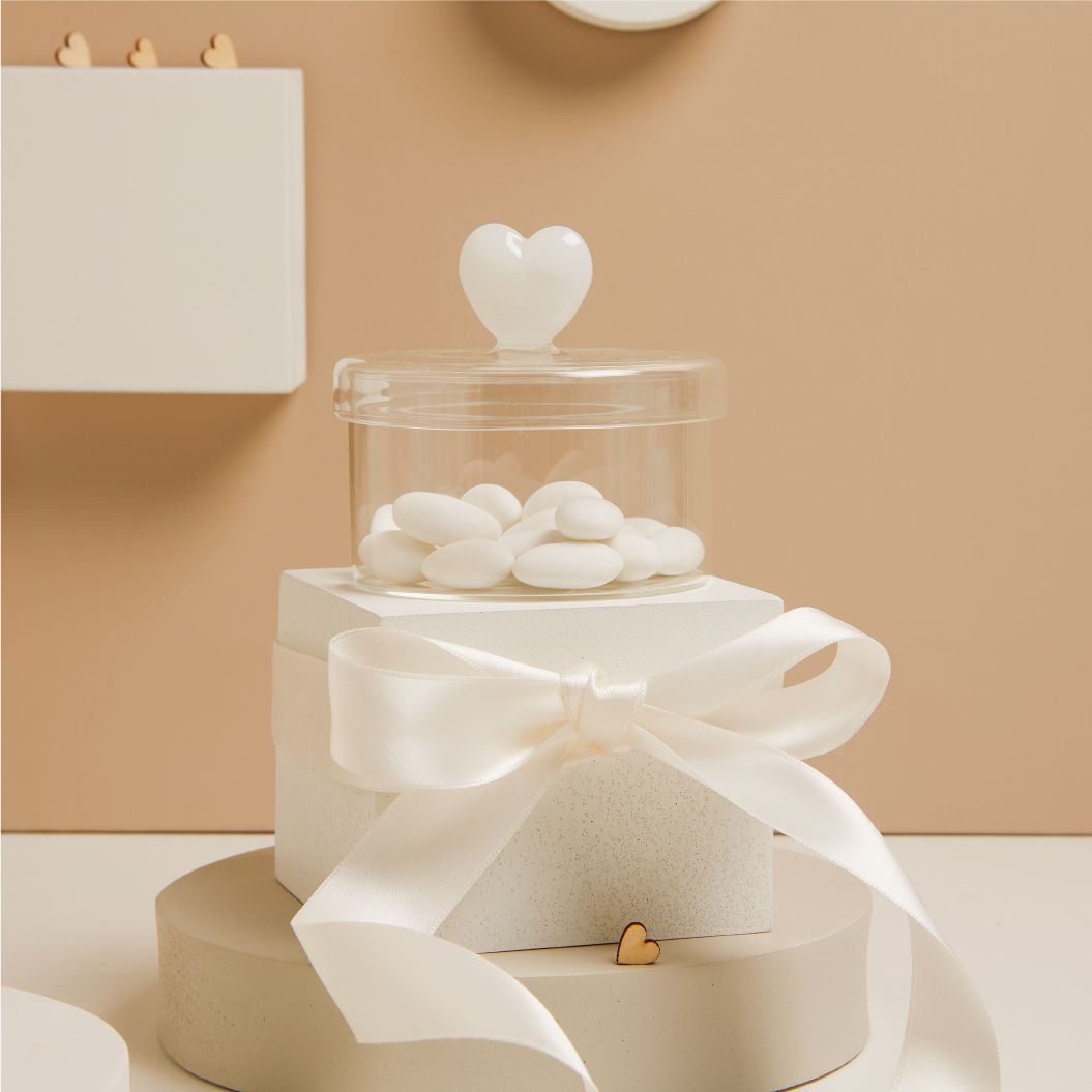 Claraluna - Scatolina in vetro con cuore bianco 25191