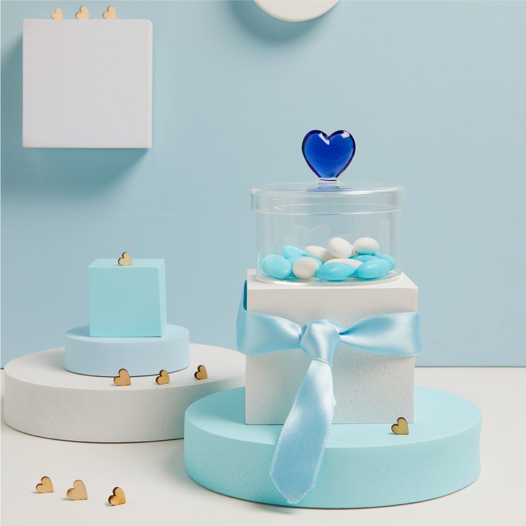 Claraluna - Scatolina in vetro con cuore blu 25193