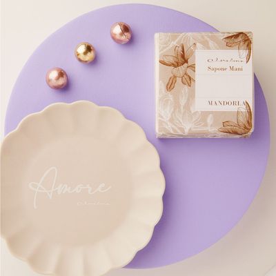 Claraluna - Piattino "Amore" con sapone mandorla 25271