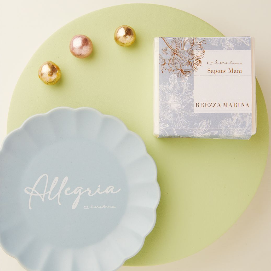 Claraluna - Piattino "Allegria" con sapone brezza marina 25272