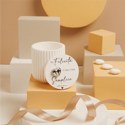 Claraluna - Scatolina con righe cuore silver 25332
