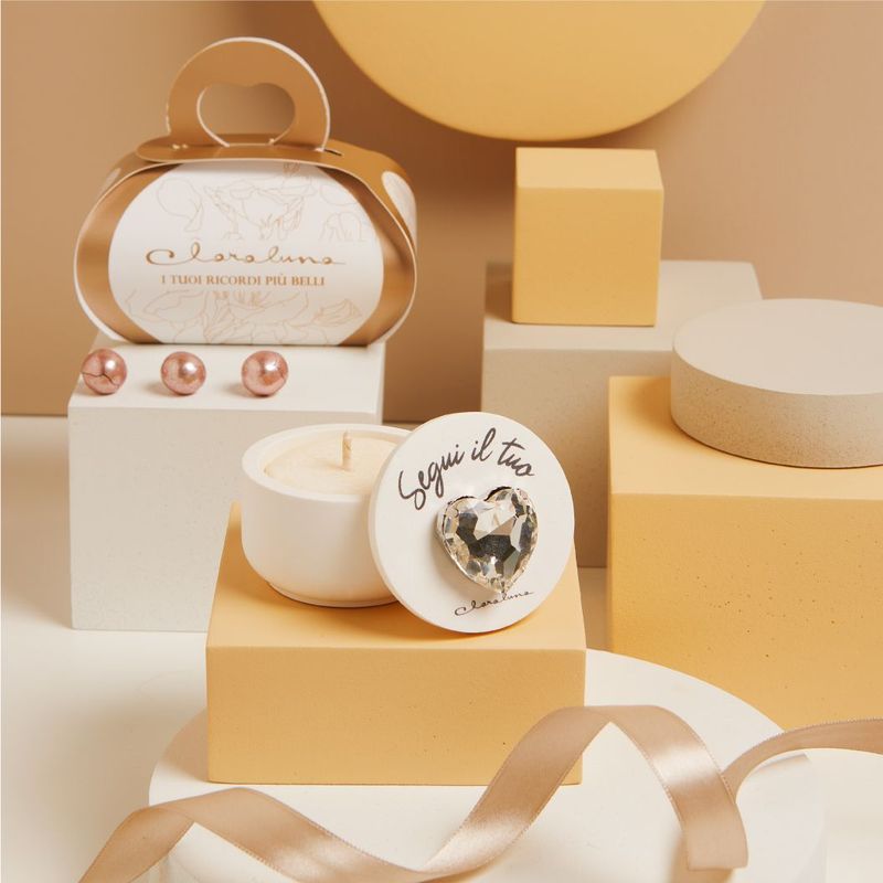 Claraluna - Scatolina cuore silver con candela 25329CAND