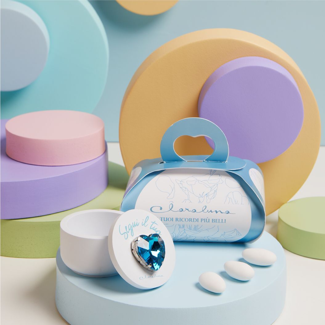 Claraluna - Scatolina azzurra con cuore azzurro 25346