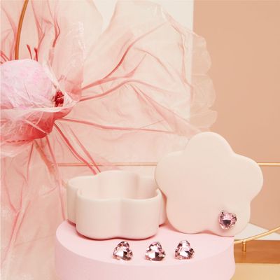 Claraluna - Scatolina forma fiore rosa con cuore 25354