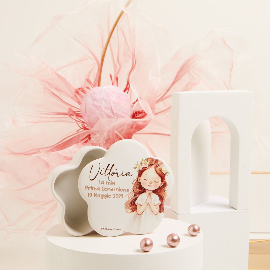 Claraluna - Scatolina fiore bambina Prima Comunione  Personalizzabile 25365