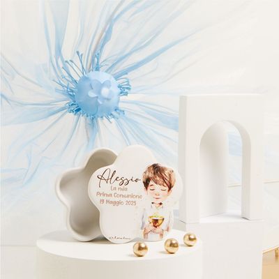 Claraluna - Scatolina fiore bambino Prima Comunione Personalizzabile 25369